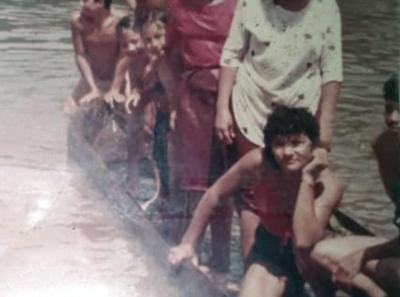 La familia Rojas Murcia en canoa